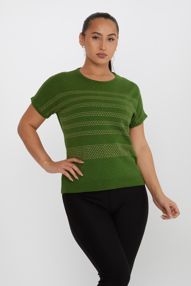 Knitted Sweater Short Sleeve Green - 31652 | KAZEE (Set of 3 M-L-XL) - 1