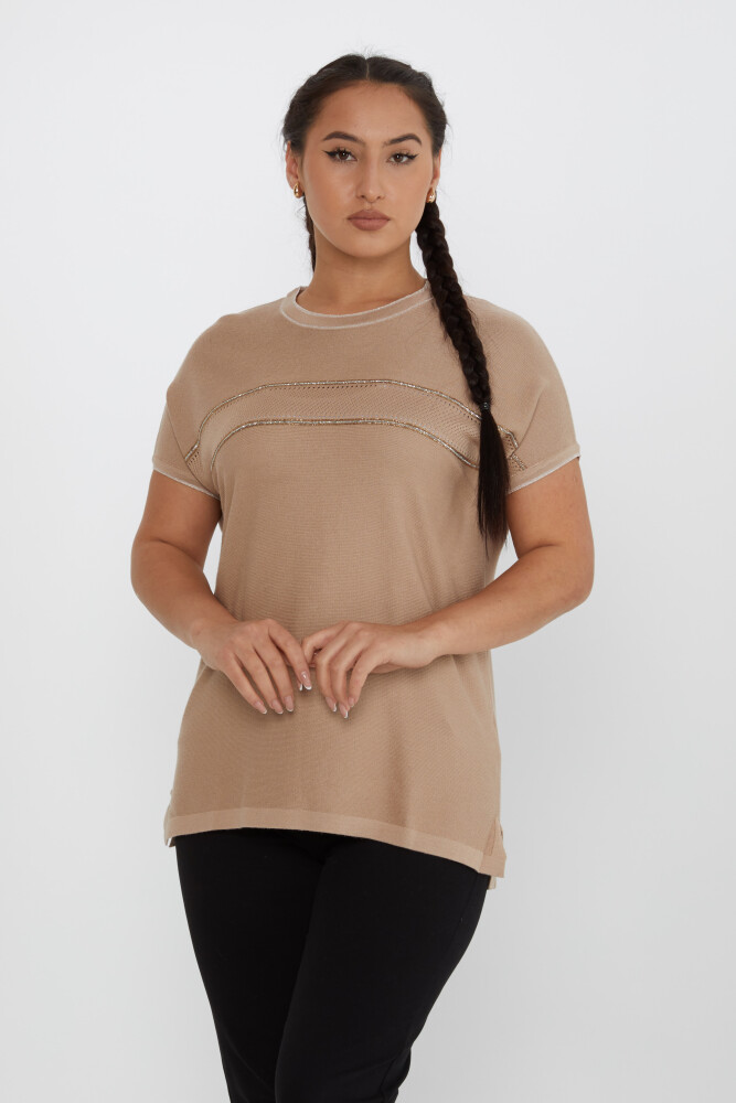 Knitted Sweater Short Sleeve Mink - 30349 | KAZEE (Set of 4 L-XL-2XL-3XL) - 1