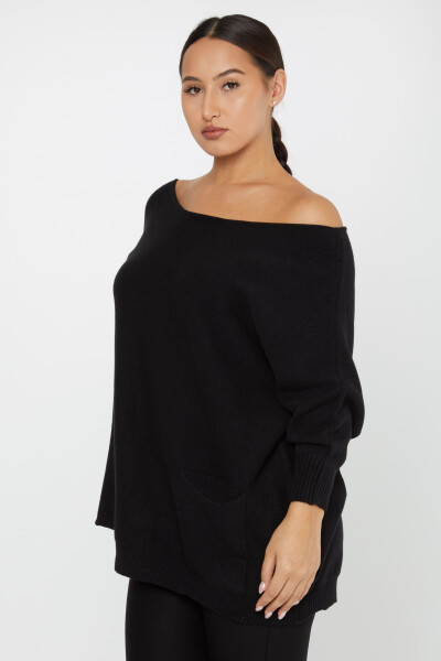 Knitted Sweater Shoulder Decollete Black - 30237 | KAZEE (Set of 3 M-L-XL) 