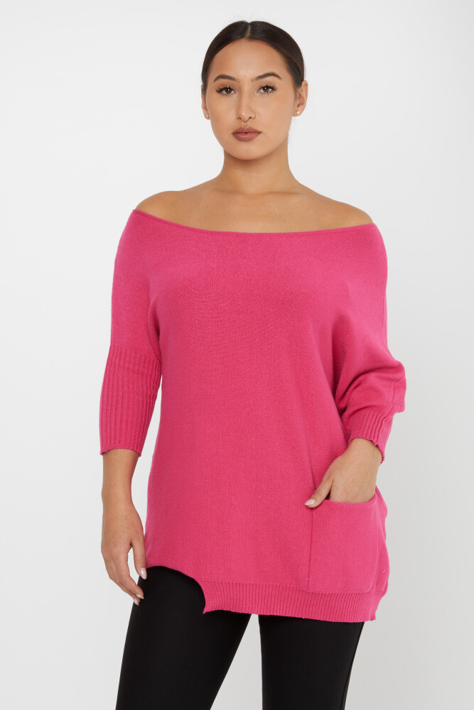 Knitted Sweater Shoulder Decollete Fuchsia - 30237 | KAZEE (Set of 3 M-L-XL) - 1