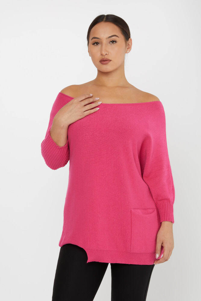 Knitted Sweater Shoulder Decollete Fuchsia - 30237 | KAZEE (Set of 3 M-L-XL) - 2