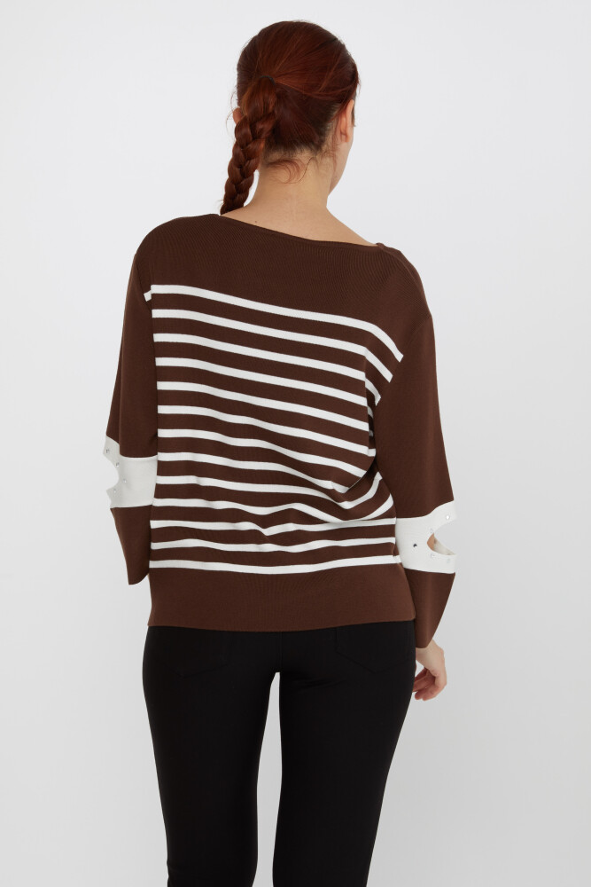 Knitted Sweater Sleeve Decollete Detail Brown - 31274 | KAZEE (Set of 3 M-L-XL) - 5