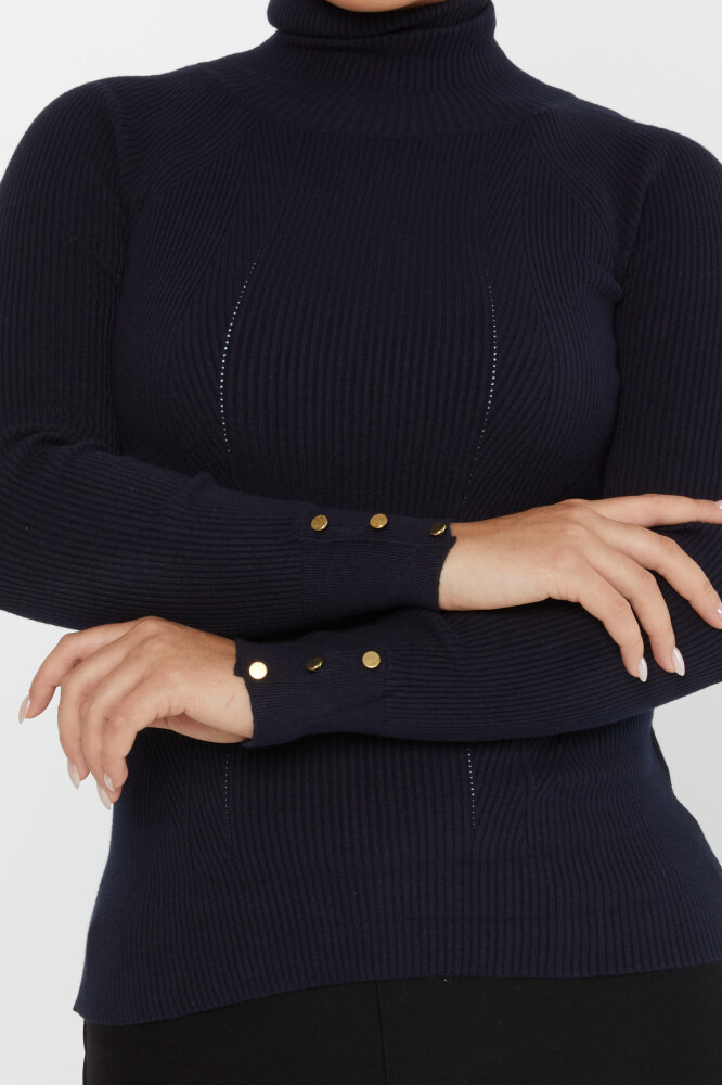 Knitted Sweater Sleeve Detail Navy Blue - 16173 | KAZEE (Set of 3 S-M-L) - 3