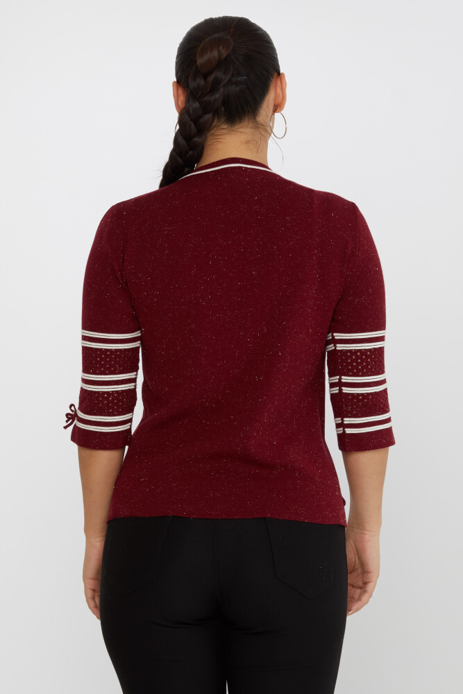 Knitted Sweater Sleeve Detailed Claret Red - 31316 | KAZEE (Set of 3 M-L-XL) - 5