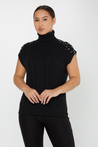 Knitted Sweater Sleeve Stone Detail Black - 30242 | KAZEE (Set of 3 S-M-L) - 1