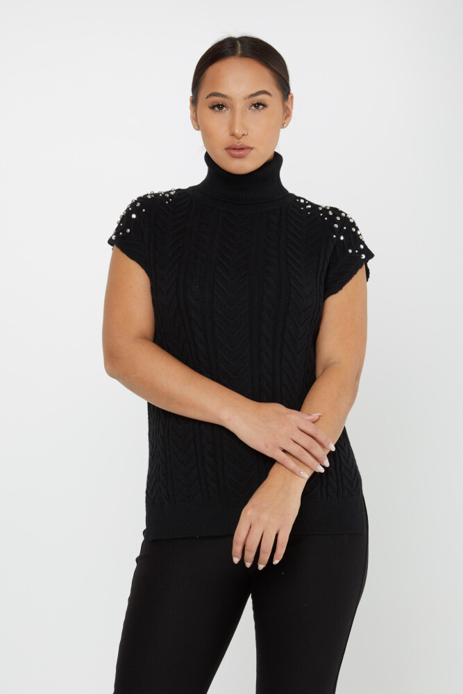 Knitted Sweater Sleeve Stone Detail Black - 30242 | KAZEE (Set of 3 S-M-L) - 2