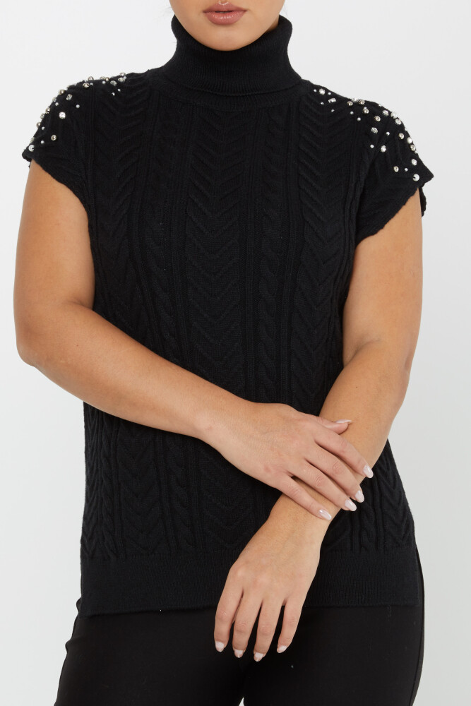 Knitted Sweater Sleeve Stone Detail Black - 30242 | KAZEE (Set of 3 S-M-L) - 3