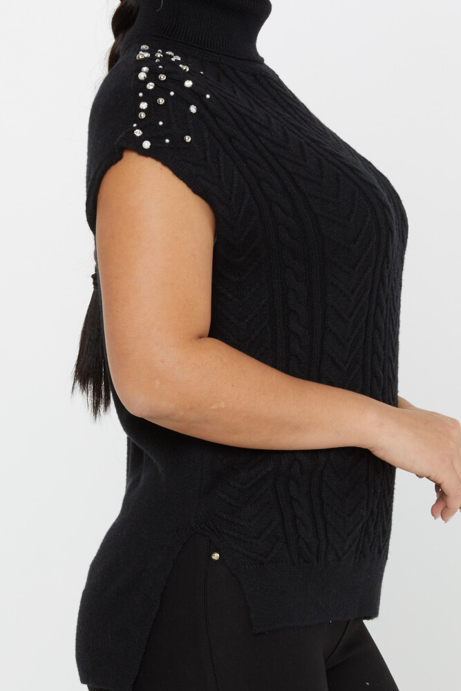 Knitted Sweater Sleeve Stone Detail Black - 30242 | KAZEE (Set of 3 S-M-L) - 4