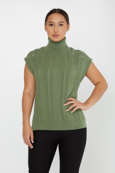 Knitted Sweater Sleeve Stone Detail Light Khaki - 30242 | KAZEE (Set of 3 S-M-L) 