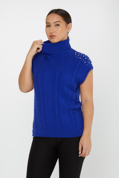 Knitted Sweater Sleeve Stone Detailed Saxe - 30242 | KAZEE (Set of 3 S-M-L) - 2