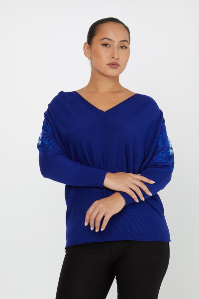 Knitted Sweater Sleeve Stone Embroidered Saks - 30904 | KAZEE (Set of 4 L-XL-2XL-3XL) - 1