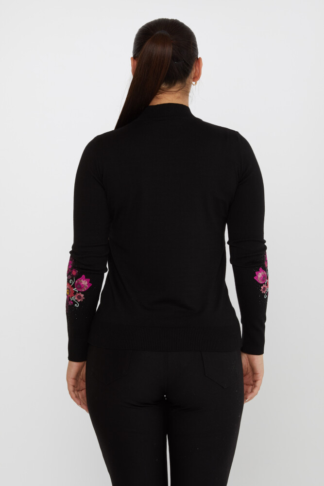 Knitted Sweater Sleeves Floral Embroidery Black - 31269 | KAZEE (Set of 4 M-L-XL-2XL) - 5