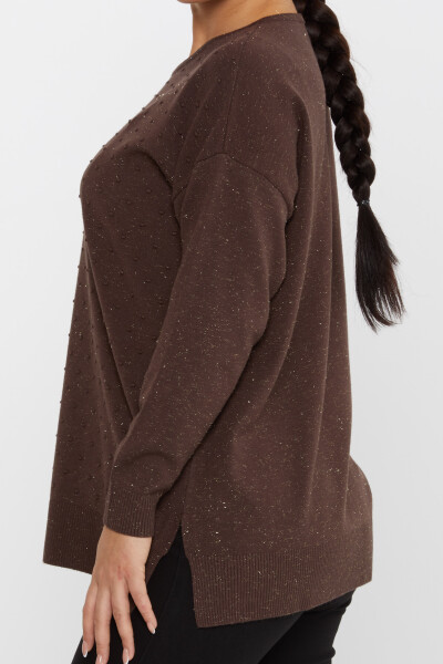 Knitted Sweater Slit Detail Brown - 31632 | KAZEE (Set of 3 XL-2XL-3XL) - 4