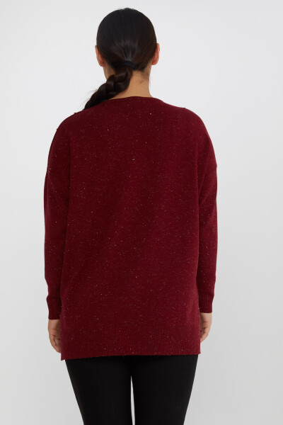 Knitted Sweater Slit Detail Claret Red - 31632 | KAZEE (Set of 3 XL-2XL-3XL) - 5