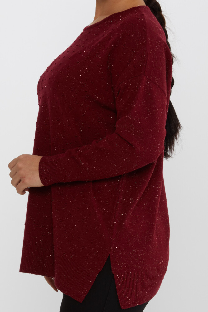 Knitted Sweater Slit Detail Claret Red - 31632 | KAZEE (Set of 3 XL-2XL-3XL) - 4