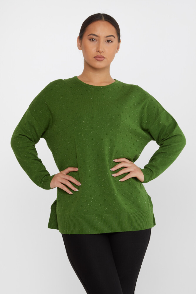 Knitted Sweater Slit Detail Green - 31632 | KAZEE (Set of 3 XL-2XL-3XL) - 2