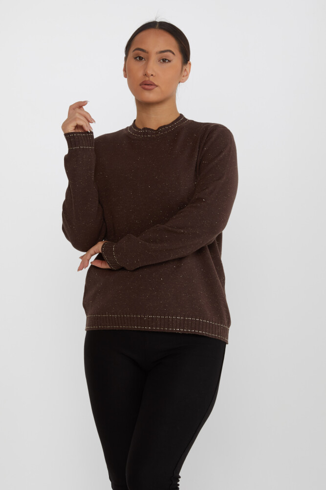 Knitted Sweater Stand Collar Brown - 31629 | KAZEE (Set of 3 XL-2XL-3XL) - 1