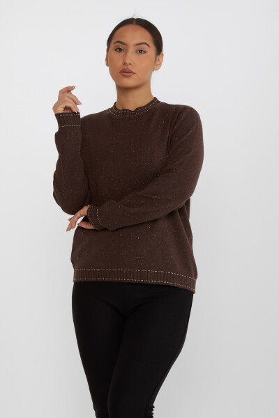 Knitted Sweater Stand Collar Brown - 31629 | KAZEE (Set of 3 XL-2XL-3XL) 