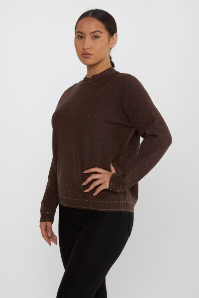 Knitted Sweater Stand Collar Brown - 31629 | KAZEE (Set of 3 XL-2XL-3XL) - 2