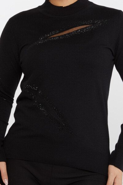 Knitted Sweater Stone Embroidered Black - 30090 | KAZEE (Set of 4 M-L-XL-2XL) - 3