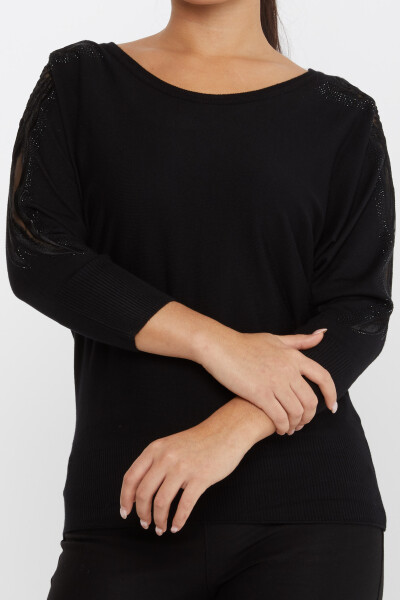 Knitted Sweater Stone Embroidered Black - 30983 | KAZEE (Set of 3 M-L-XL) - 3