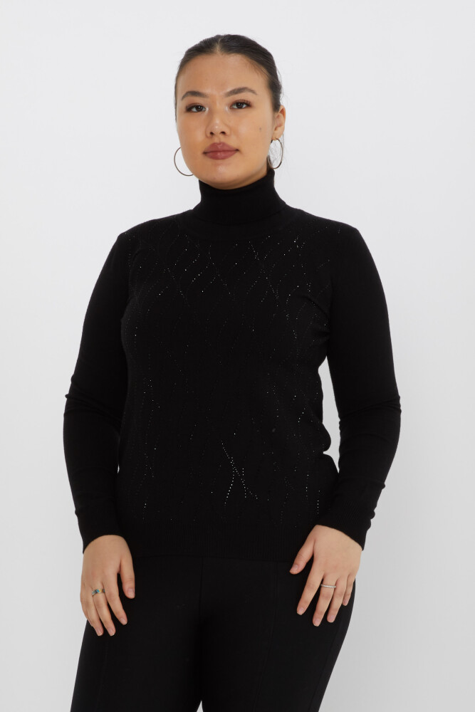 Knitted Sweater Stone Embroidered Black - 31151 | KAZEE (Set of 3 M-L-XL) - 1