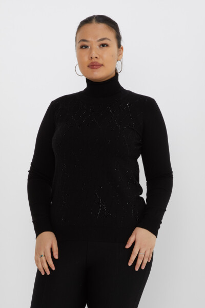 Knitted Sweater Stone Embroidered Black - 31151 | KAZEE (Set of 3 M-L-XL) 