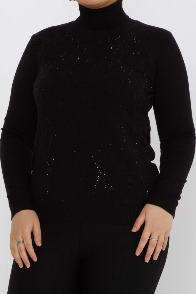 Knitted Sweater Stone Embroidered Black - 31151 | KAZEE (Set of 3 M-L-XL) - 2