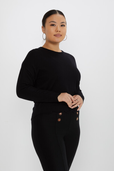 Knitted Sweater Stone Embroidered Black - 31724 | KAZEE (Set of 3 M-L-XL) 