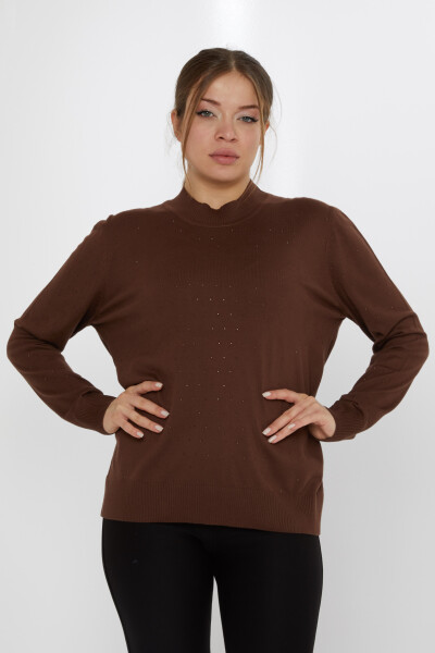 Knitted Sweater Stone Embroidered Brown - 31513 | KAZEE (Set of 3 L-XL-2XL) 
