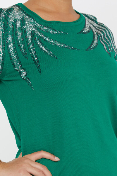 Knitted Sweater Stone Embroidered Emerald - 31237 | KAZEE (Set of 3 S-M-L) - 4