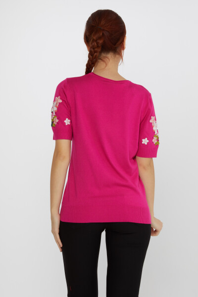 Knitted Sweater Stone Embroidered Fuchsia - 16761 | KAZEE (Set of 4 L-XL-2XL-3XL) - 4