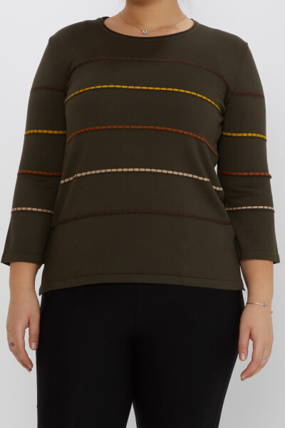 Knitted Sweater Stripe Embroidered Vert-Brown - 31392 | KAZEE (Set of 3 M-L-XL) - 2