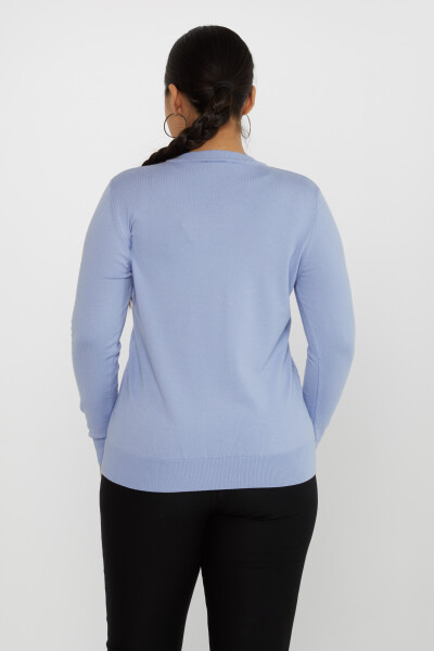 Knitted Sweater Stripe Stone Embroidered Blue - 31500 | KAZEE (Set of 3 L-XL-2XL) - 4