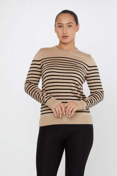 Knitted Sweater Striped Beige - 30898 | KAZEE (Set of 4 M-L-XL-2XL) 