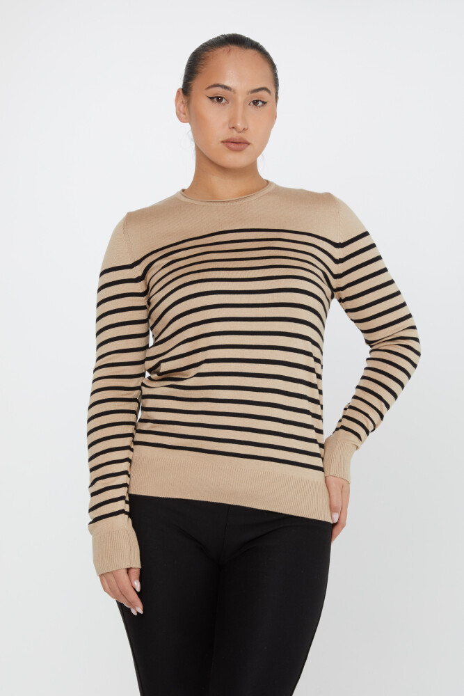 Knitted Sweater Striped Beige - 30898 | KAZEE (Set of 4 M-L-XL-2XL) - 2