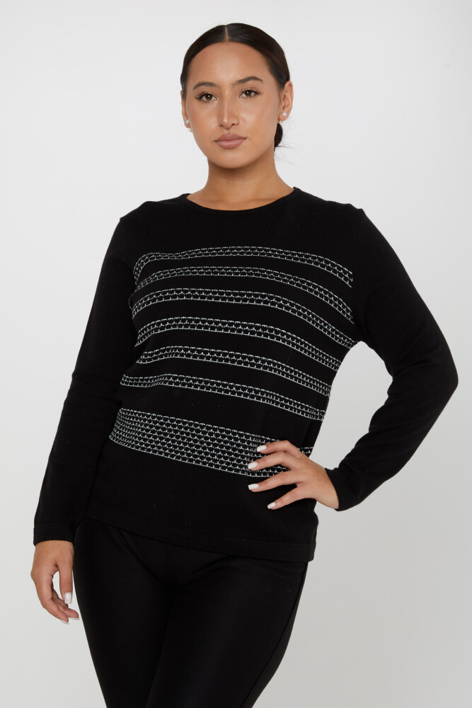 Knitted Sweater Striped Black - 31030 | KAZEE (4-Piece Set L-XL-2XL-3XL) - 1