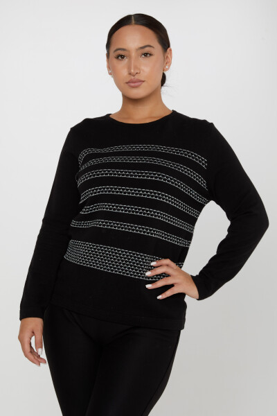 Knitted Sweater Striped Black - 31030 | KAZEE (4-Piece Set L-XL-2XL-3XL) 