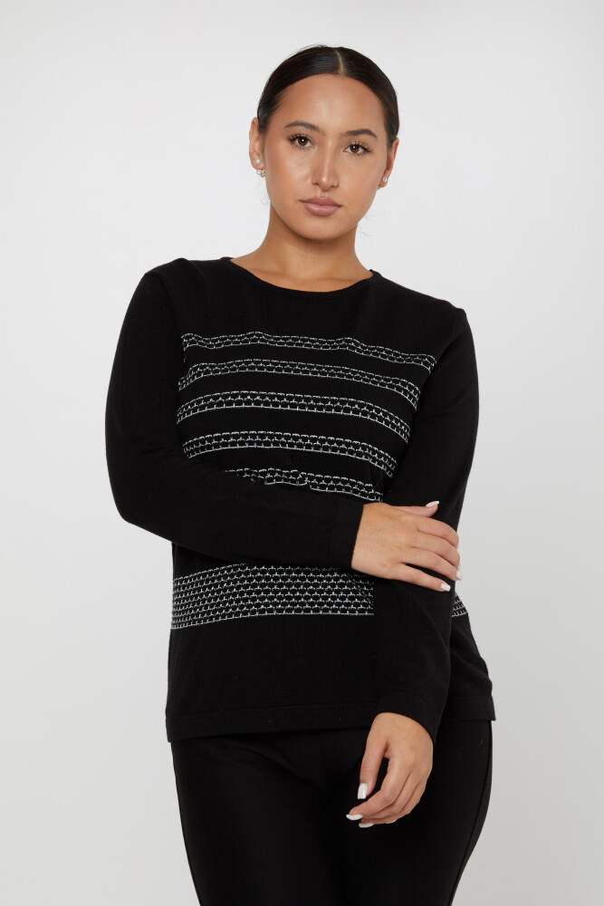 Knitted Sweater Striped Black - 31030 | KAZEE (4-Piece Set L-XL-2XL-3XL) - 2