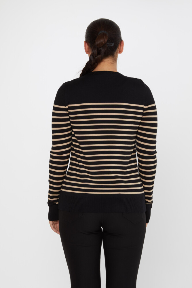 Knitted Sweater Striped Black-Beige - 30898 | KAZEE (Set of 4 M-L-XL-2XL) - 5