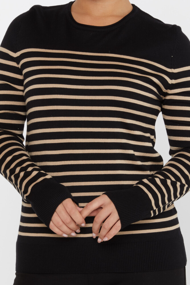 Knitted Sweater Striped Black-Beige - 30898 | KAZEE (Set of 4 M-L-XL-2XL) - 3