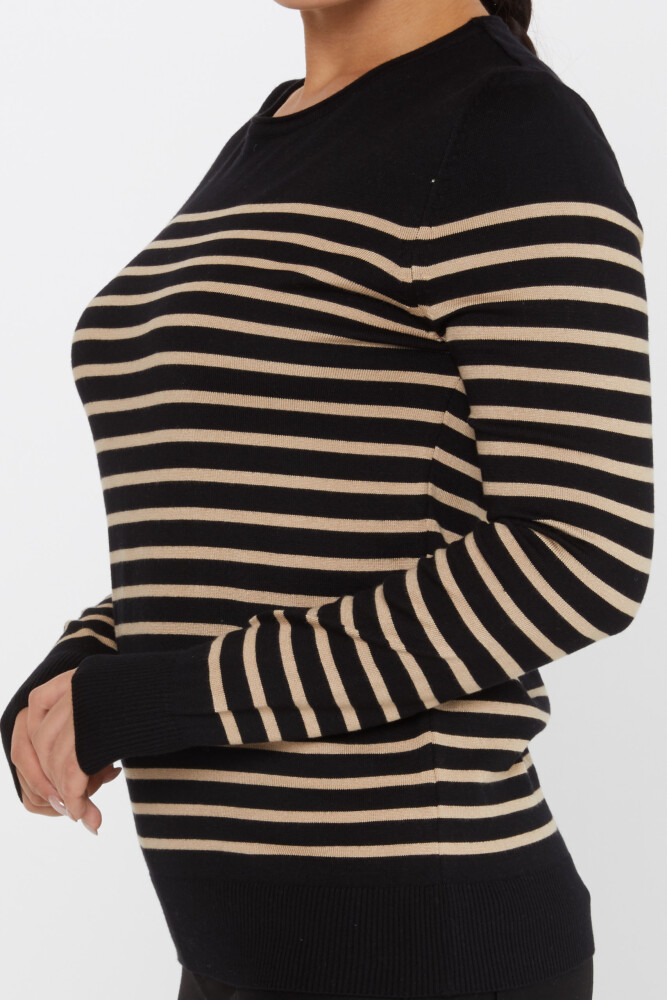 Knitted Sweater Striped Black-Beige - 30898 | KAZEE (Set of 4 M-L-XL-2XL) - 4