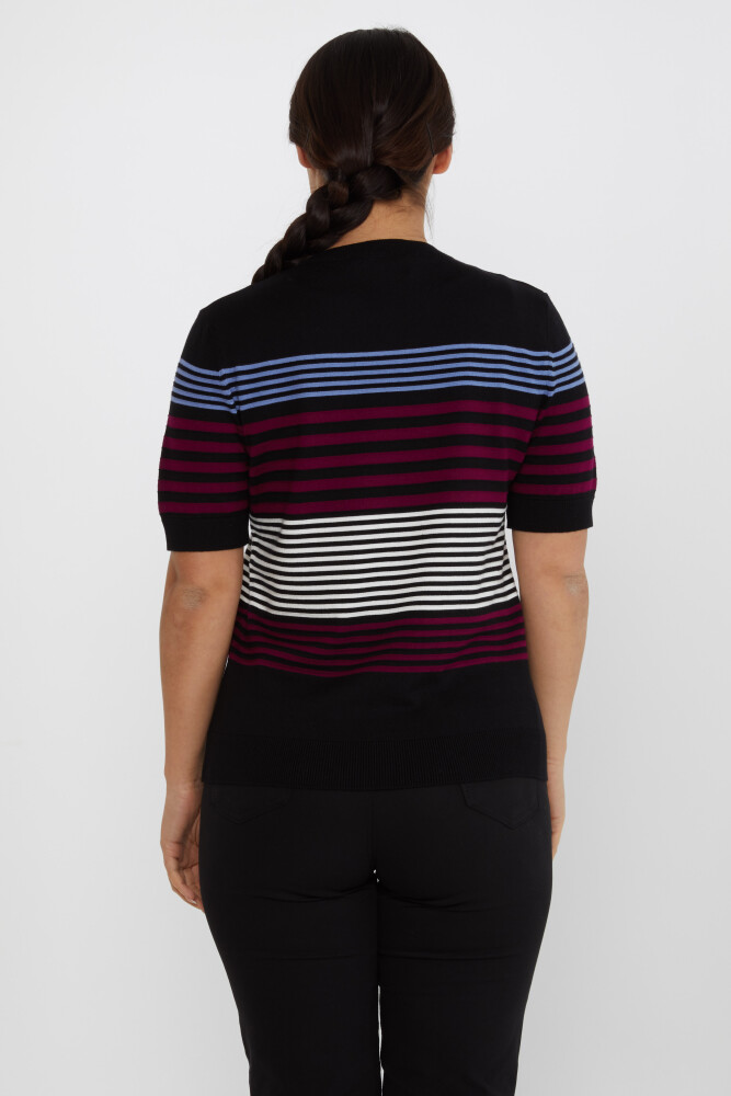 Knitted Sweater Striped Black-Burgundy - 31689 | KAZEE (Set of 3 XL-2XL-3XL) - 5