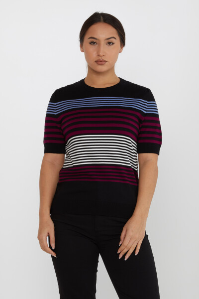 Knitted Sweater Striped Black-Burgundy - 31689 | KAZEE (Set of 3 XL-2XL-3XL) - 2