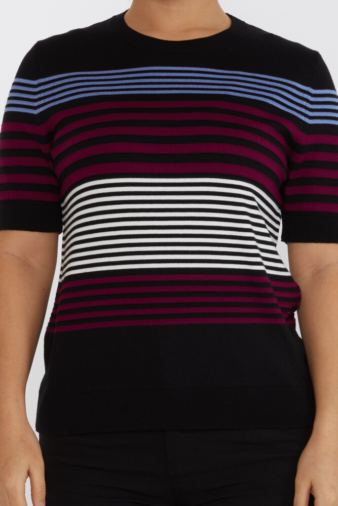 Knitted Sweater Striped Black-Burgundy - 31689 | KAZEE (Set of 3 XL-2XL-3XL) - 3