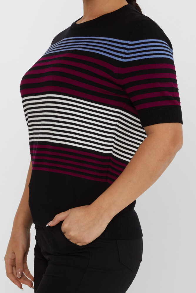 Knitted Sweater Striped Black-Burgundy - 31689 | KAZEE (Set of 3 XL-2XL-3XL) - 4