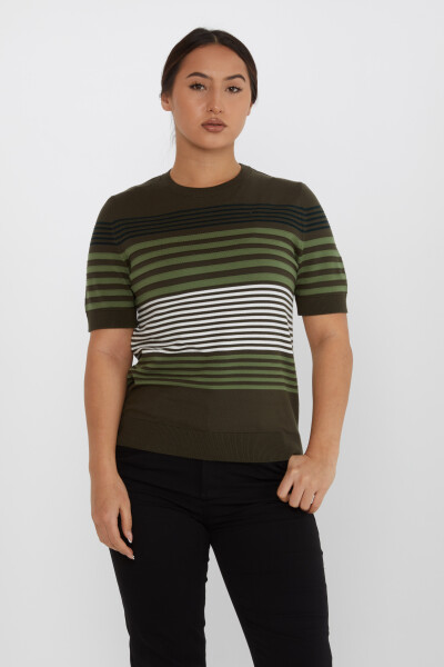 Knitted Sweater Striped Khaki - 31689 | KAZEE (Set of 3 XL-2XL-3XL) - 2