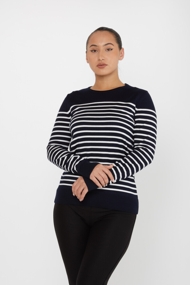 Knitted Sweater Striped Navy Blue - 30898 | KAZEE (Set of 4 M-L-XL-2XL) - 1