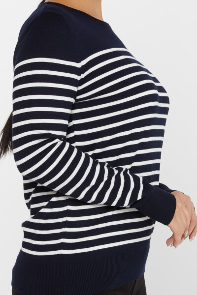 Knitted Sweater Striped Navy Blue - 30898 | KAZEE (Set of 4 M-L-XL-2XL) - 4