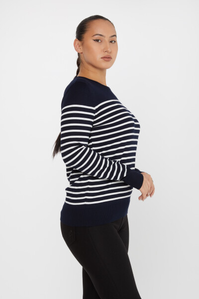 Knitted Sweater Striped Navy Blue - 30898 | KAZEE (Set of 4 M-L-XL-2XL) - 2